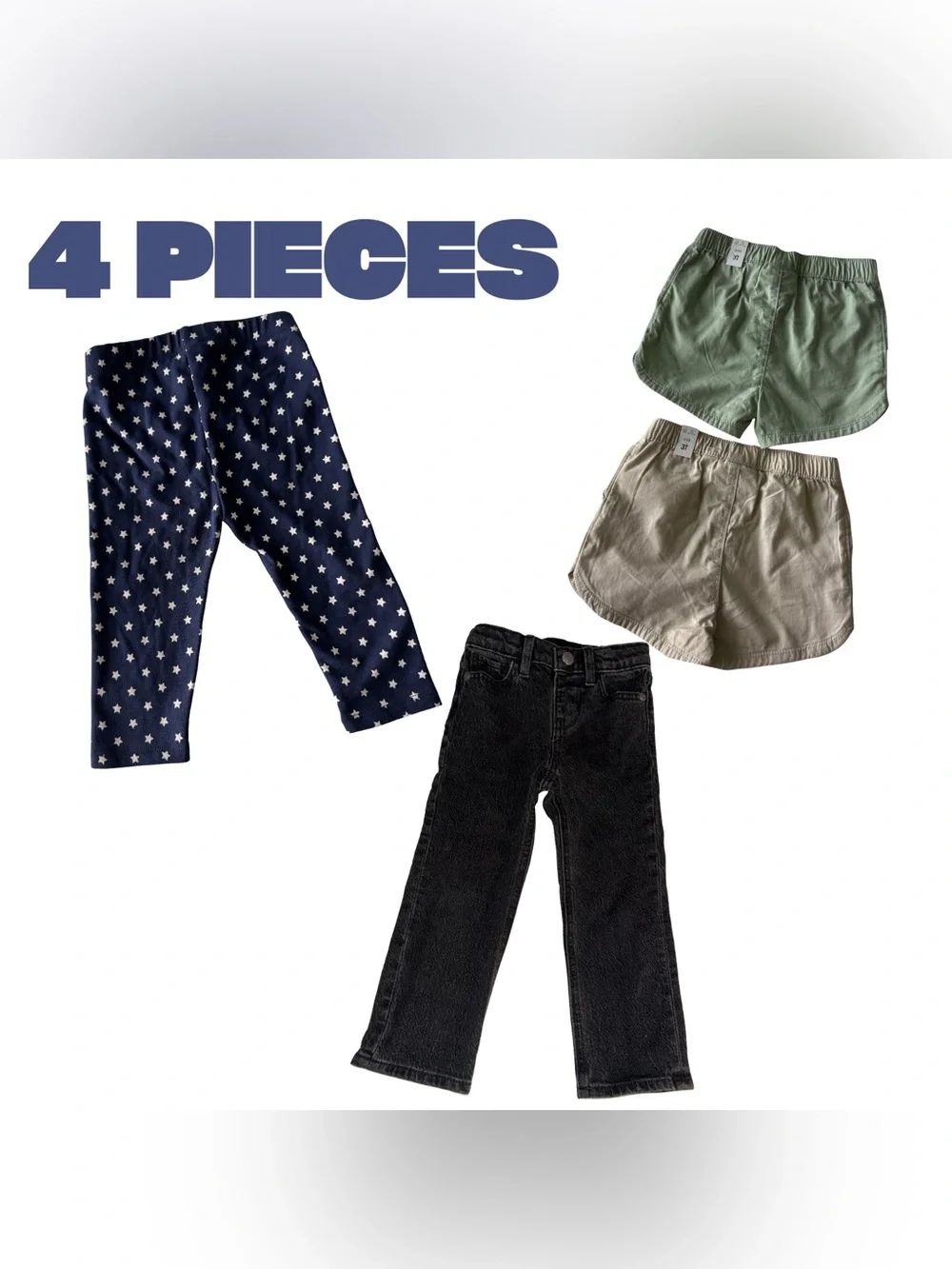 NWT‎ 3T Gymboree Star Leggings + 2 Pairs Children’s Place Shorts Green & Khaki